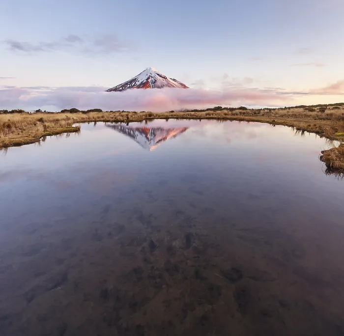 Framed Print : Reflection in Pouakai Tarn lake