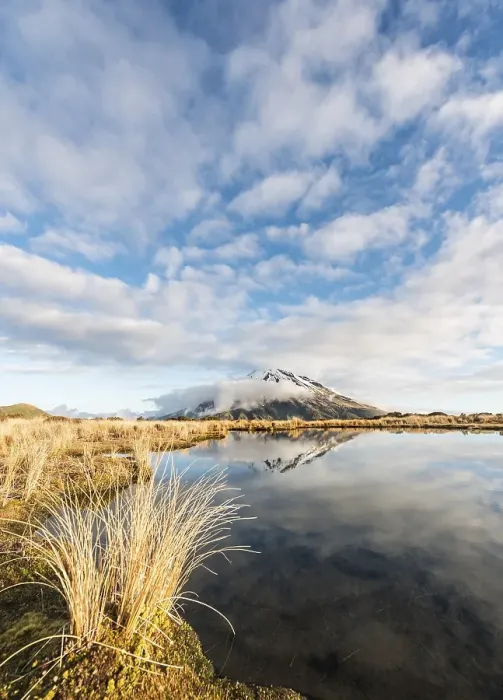 Framed Print : Reflection in Pouakai Tarn, stratovolcano Mount Taranaki or Mount Egmont Framed Print : Reflection in Pouakai Tarn, stratovolcano Mount Taranaki or Mount Egmont