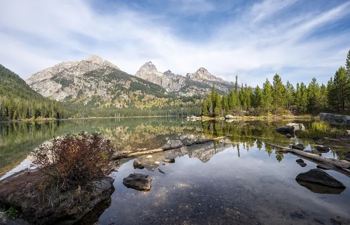Framed Print : Reflection in Taggart Lake, view of the Teton Range