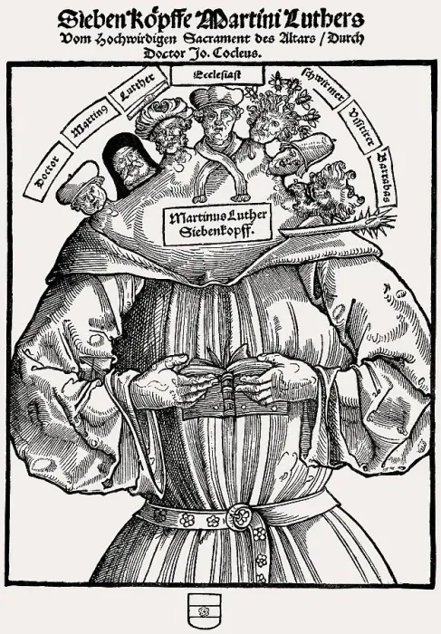 Framed Print : Reformation period, Catholic caricature against Martin Luther