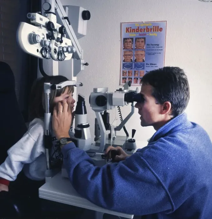 Framed Print : The regular check-up at the ophthalmologist