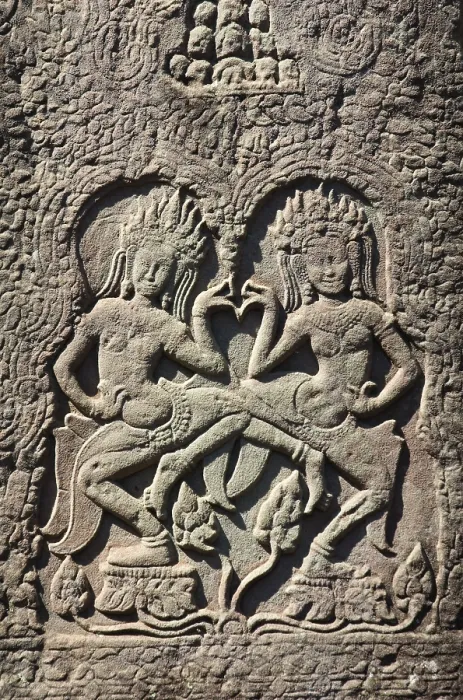 Framed Print : Relief of Apsara dancers, Bayon Temple