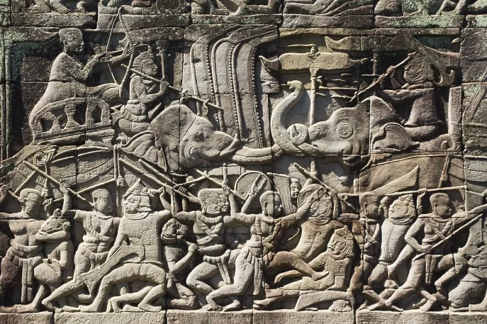 Framed Print : Relief, Bayon Temple, Angkor temples Framed Print : Relief, Bayon Temple, Angkor temples
