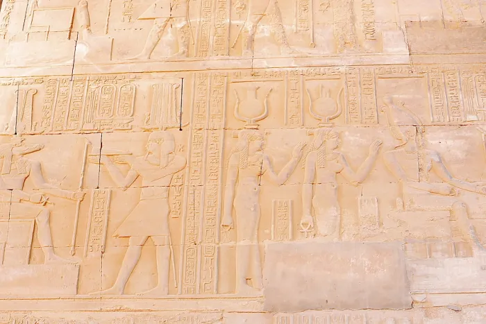 Framed Print : Relief on the double temple of Kom Ombo