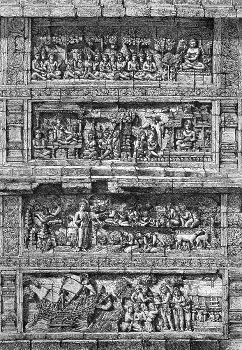 Framed Print : Relief of the temple of Borobudur