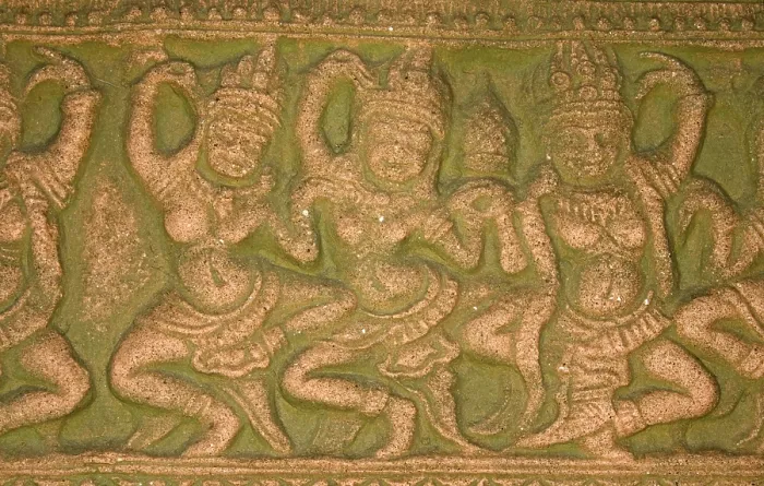 Framed Print : Relief of a temple, group of dancing woman