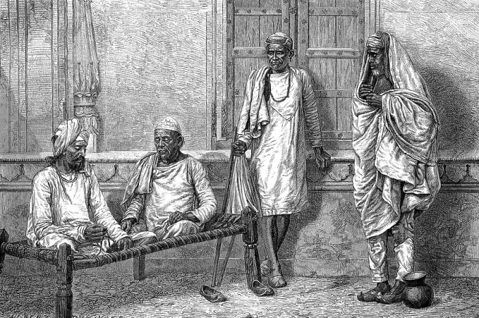 Framed Print : Religious beggars in 1880 in Benares