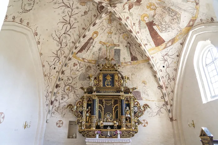 Framed Print : Religious frescoes by the Elmelunde Master in the church of Elmelunde Framed Print : Religious frescoes by the Elmelunde Master in the church of Elmelunde