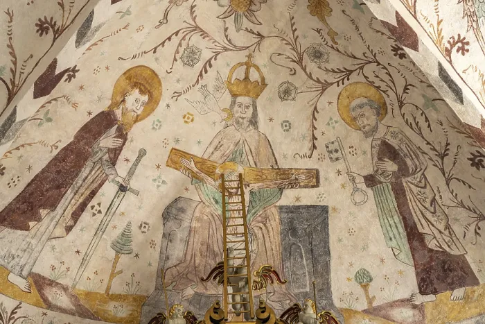 Framed Print : Religious frescoes by the Elmelunde Master in the church of Elmelunde
