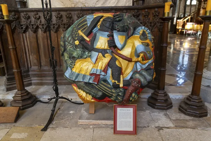 Framed Print : Replica roof boss inside Exeter cathedral church