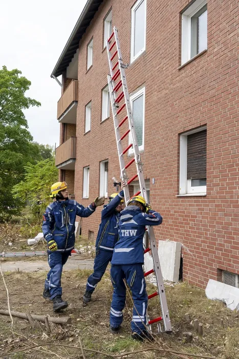 Framed Print : Rescue and recovery of people after a drone attack on residential buildings in a civil defence scenario