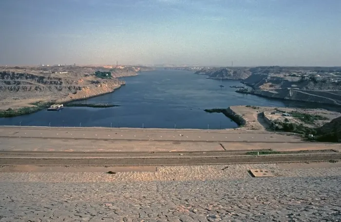 Framed Print : Reservoir, Lake Nasser, Aswan, Nile Valley, Egypt, September 1989, vintage, retro, old, historical, Africa
