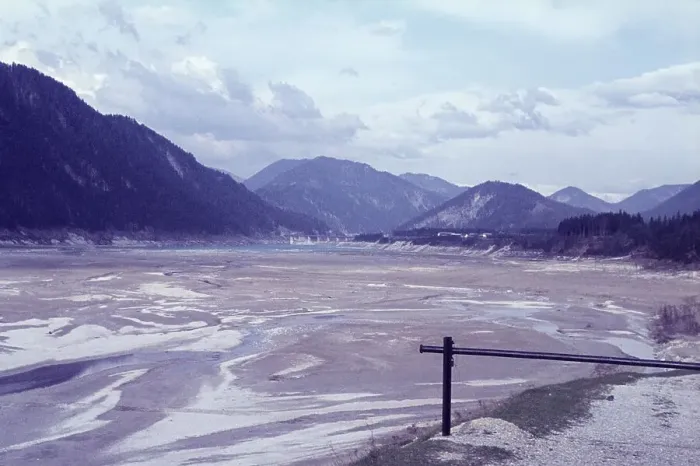 Framed Print : Empty reservoir near Fall, Sylvensteinsee