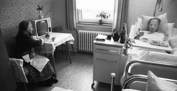 Framed Print : Resident and operation of an old people's home of the AWO (Arbeiterwohlfahrt) on 07