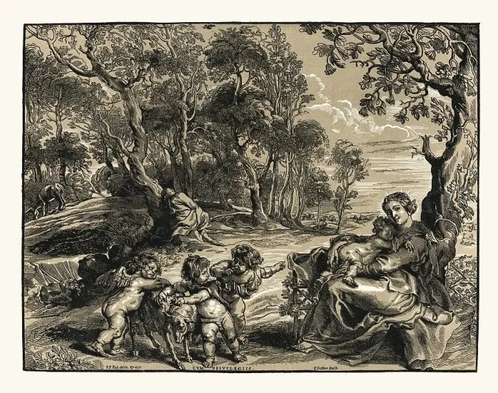 Framed Print : Rest on the flight to Egypt, Christoffel Jegher after Rubens Framed Print : Rest on the flight to Egypt, Christoffel Jegher after Rubens