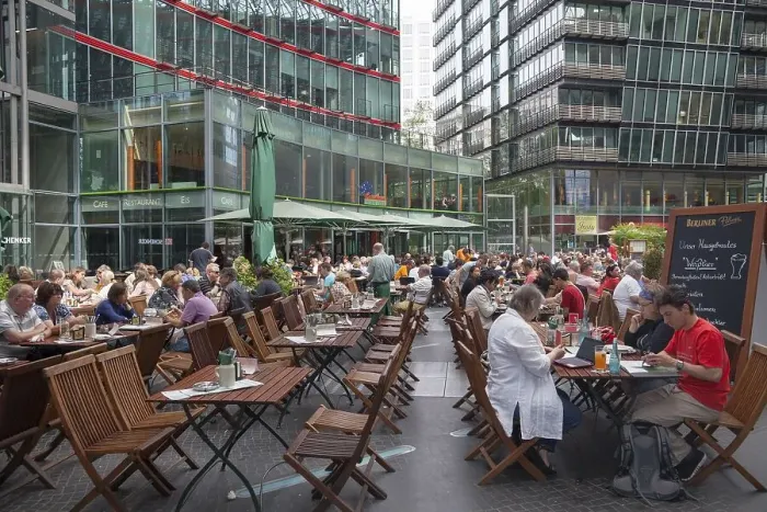 Framed Print : Restaurant bar in Sony Center, Berlin