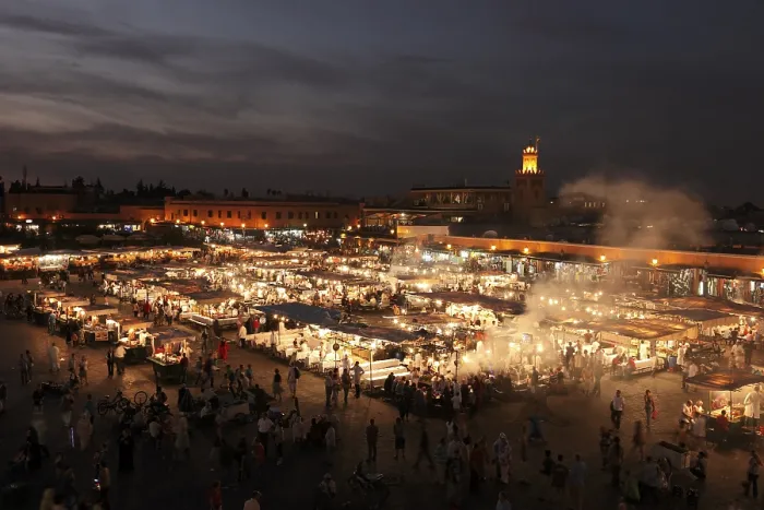 Framed Print : Restaurants in the evening on the Djemaa el Fna square in Marrakech Framed Print : Restaurants in the evening on the Djemaa el Fna square in Marrakech
