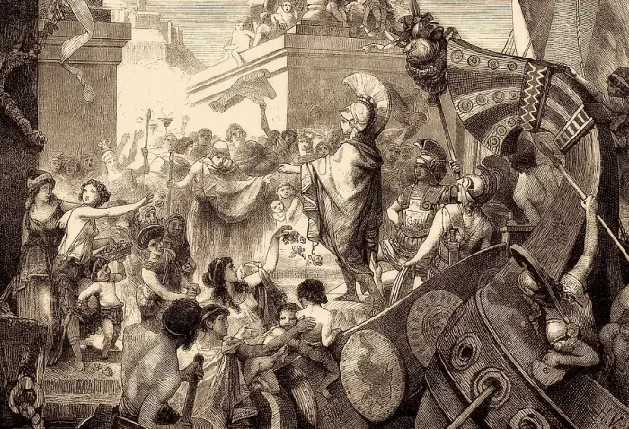 Framed Print : The return of Alcibiades, a prominent Athenian statesman