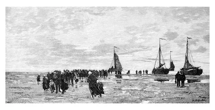 Framed Print : Returning fishermen, Modern Art in Master Woodcuts Framed Print : Returning fishermen, Modern Art in Master Woodcuts