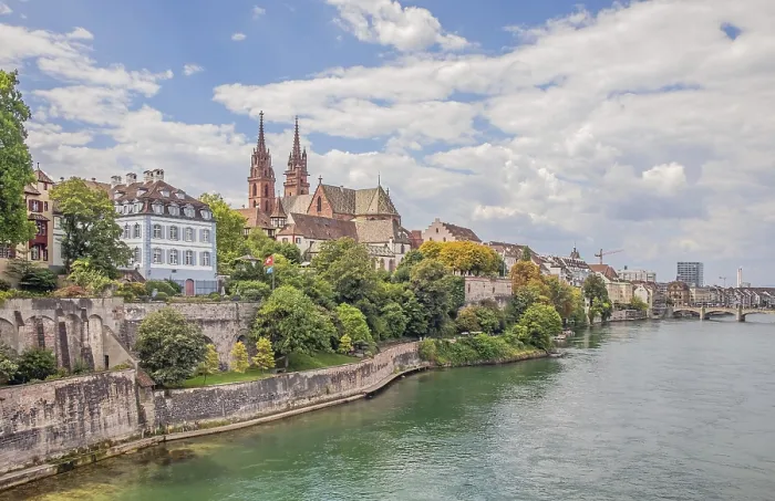 Framed Print : On the Rhine in Basel, Switzerland