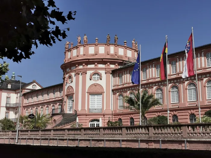 Framed Print : Rhine side of Biebrich Palace, former residence of the Princes of Nassau-Usingen in Wiesbaden-Biebrich