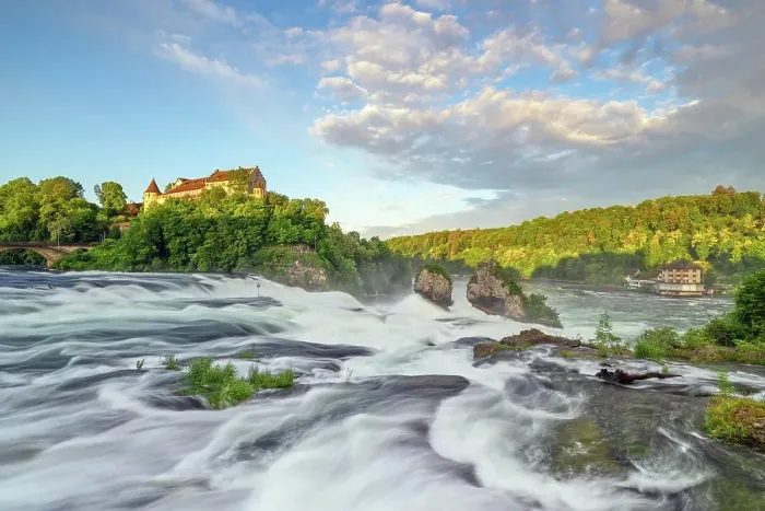 Framed Print : Rhine Falls with Laufen Castle, Neuhausen, Canton Schaffhausen, Switzerland, Europe