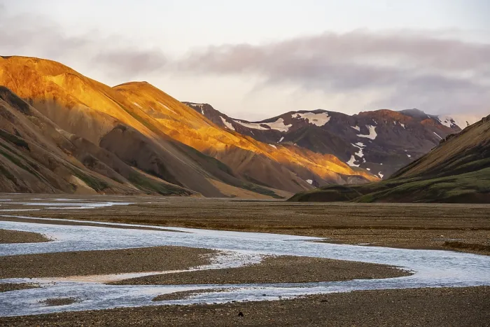 Framed Print : Rhyolite mountains and river Joekulgilskvisl