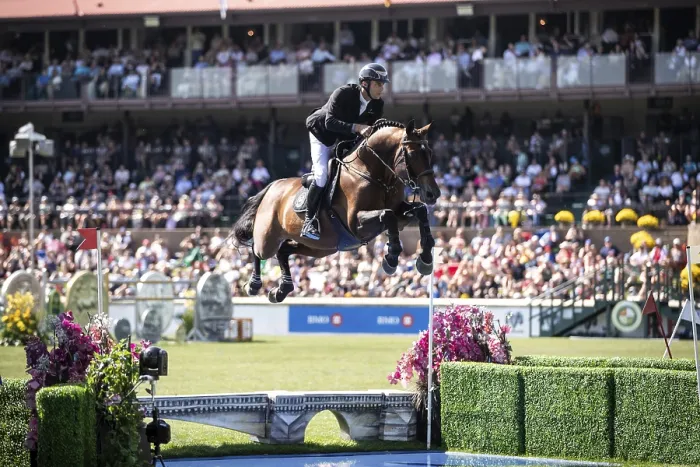 Framed Print : Richard Vogel of Germany and riding United Touchs compete in the first round of the 1