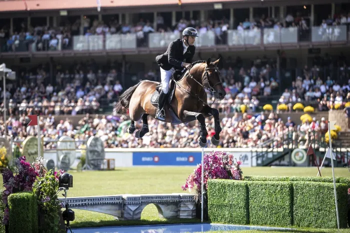Framed Print : Richard Vogel of Germany and riding United Touchs compete in the first round of the 1