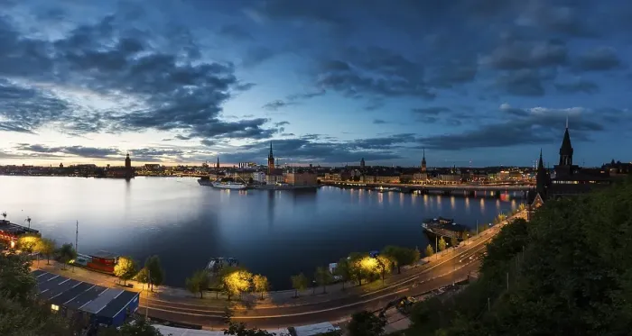 Framed Print : Riddarholmen island at dusk, view from Monteliusvaegen