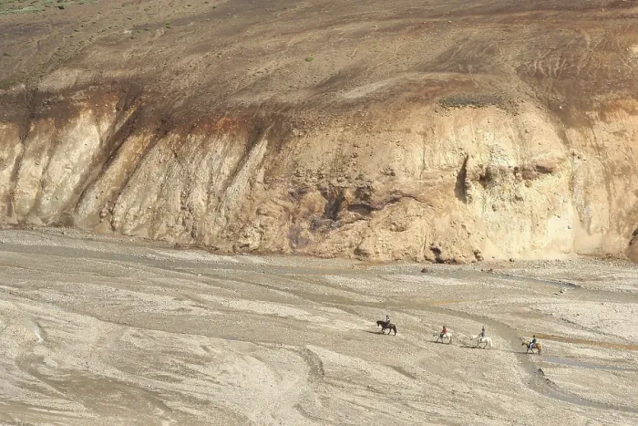 Framed Print : Rider in the colour mountains Landmannalaugar in iceland