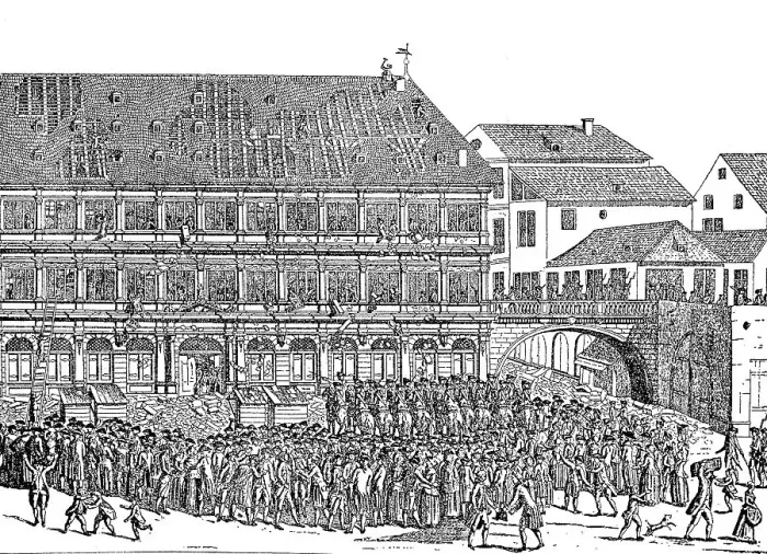 Framed Print : The riot in Strasbourg and the devastation of the town hall on 19 July 1789 Framed Print : The riot in Strasbourg and the devastation of the town hall on 19 July 1789