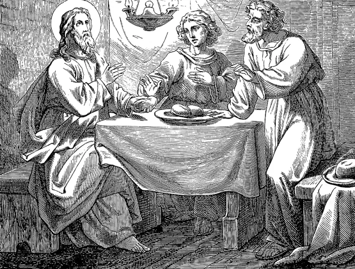 Framed Print : The Risen One is recognized when breaking bread