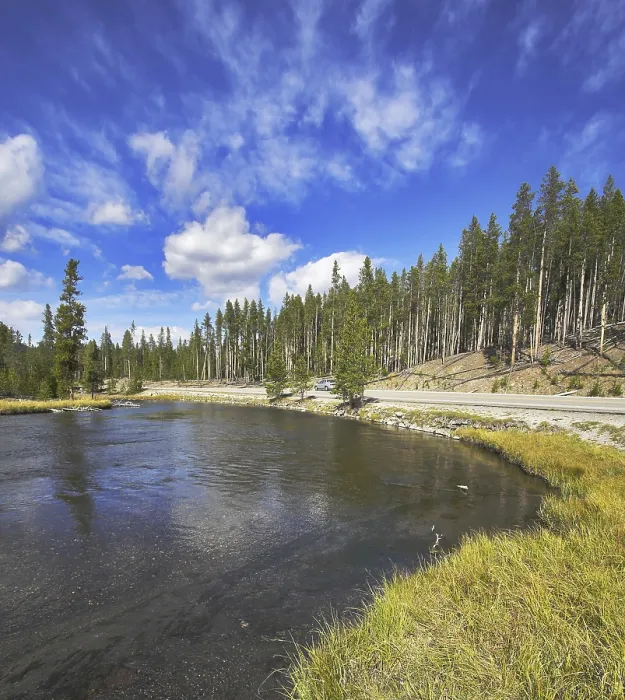 Framed Print : The river Gibbons it is smoothly bent in Yellowstone national park Framed Print : The river Gibbons it is smoothly bent in Yellowstone national park
