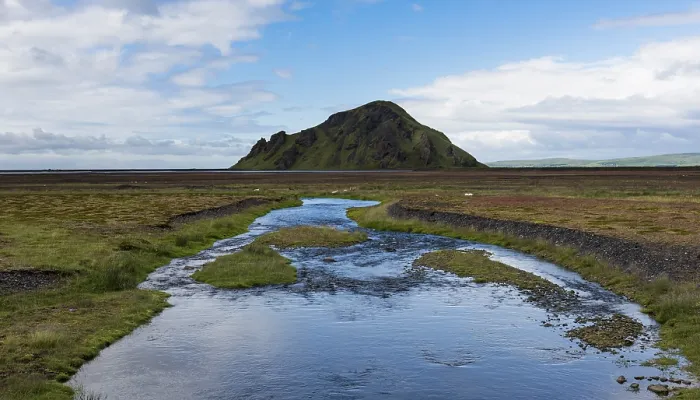 Framed Print : River markarfljot on Iceland with mountain Stori Dimon