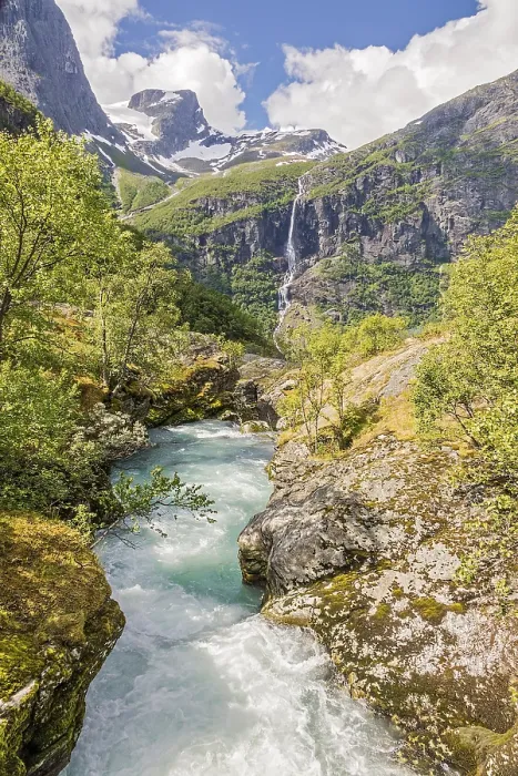 Framed Print : River In The Mountains Jostedalsbreen National Park Norway