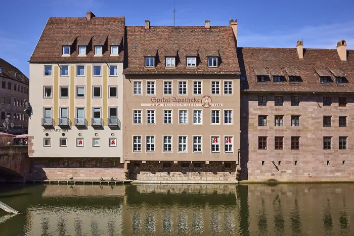 Framed Print : River Pegnitz, Spital-Apotheke