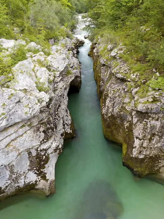 Framed Print : River Soca flows through narrow canyon Framed Print : River Soca flows through narrow canyon
