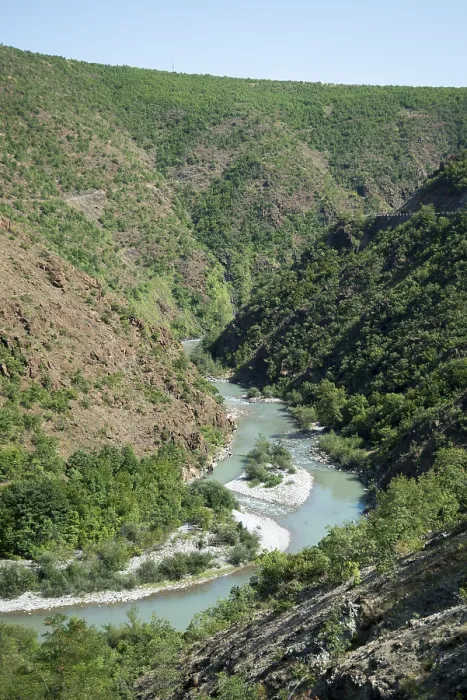 Framed Print : River Valbona between Bujan nund Fierze, Albania