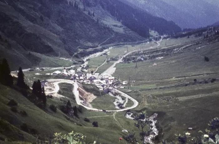 Framed Print : Road ascent from the village of Stuben am Arlberg to the Arlberg Pass, province of Vorarlberg, Austria, Europe 1960 1960, Europe
