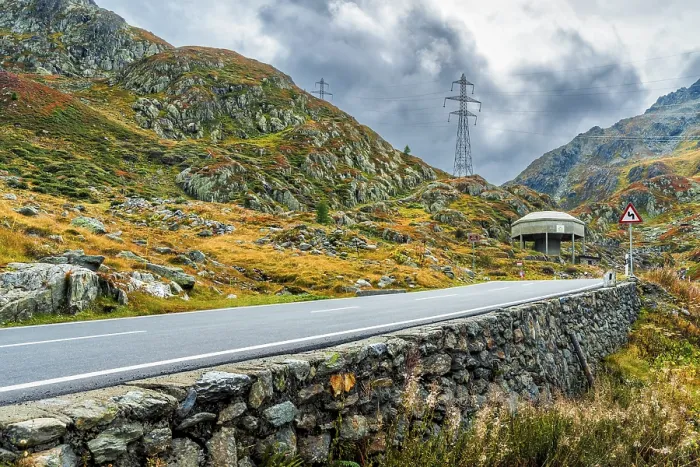 Framed Print : Road to border pass Great Sankt Bernhard (Col du Grand Saint-Bernard)