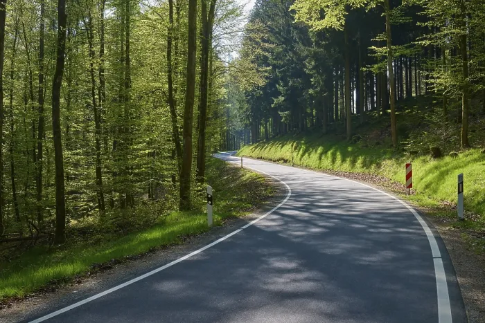 Framed Print : Road, Curvy, Beech forest, Coniferous forest