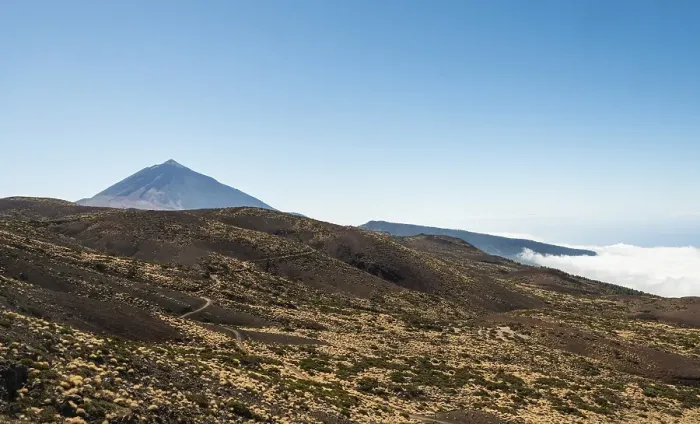 Framed Print : Road leading through a volcanic landscape with Pico del Teide Framed Print : Road leading through a volcanic landscape with Pico del Teide