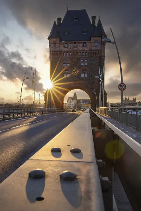 Framed Print : A road or motorway leads through an old historic city gate