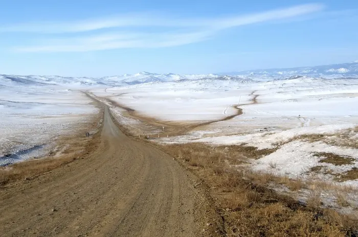 Framed Print : Road through snowy landscape, Olkhon island