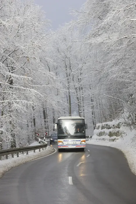 Framed Print : Road traffic in winter, Swabian Alb