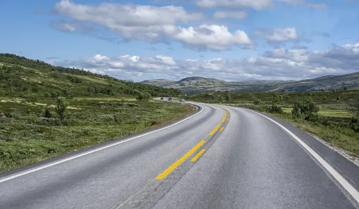 Framed Print : Road through tundra, country road