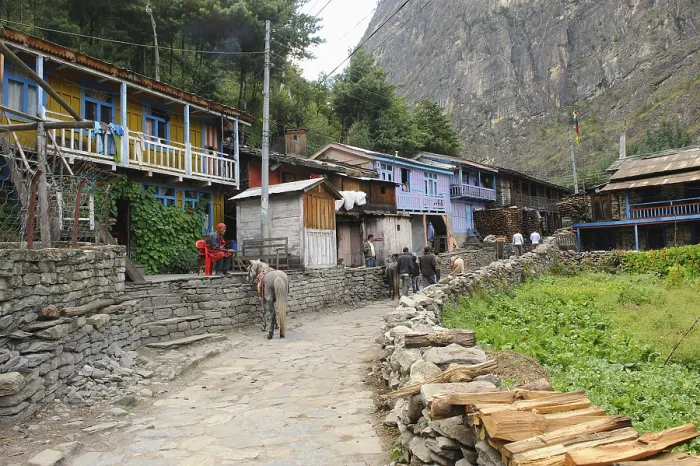 Framed Print : Road in village chame, Nepal, Asia