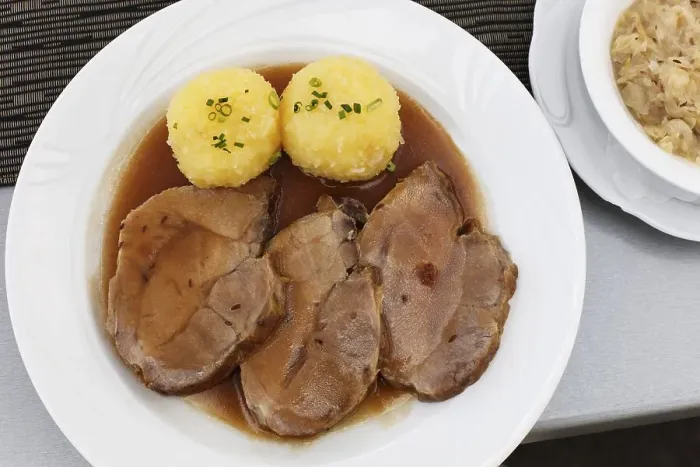 Framed Print : Roast pork with dumplings, Franconian Switzerland