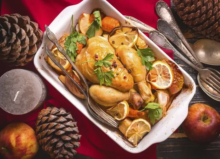 Framed Print : Roasted chicken. Christmas food Framed Print : Roasted chicken. Christmas food